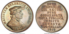 Zurich. Canton silver Specimen "Zwingli - Reformation Anniversary" Medal 1819 SP66 PCGS, SM-505, Wunderly-1040. 38mm. By Alberli. 300th anniversary of...
