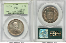 Confederation Specimen 5 Francs 1937-B SP65 PCGS, Bern mint, KM40, HMZ-2-1200e. 

HID09801242017

© 2022 Heritage Auctions | All Rights Reserved