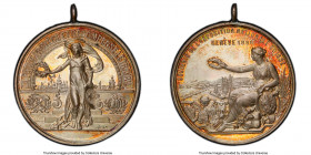 Confederation silver "Geneva National Exhibition Souvenir" Medal 1896 SP65+ PCGS, SOUVENIR DE L'EXPOSITION NATIONALE SUISSE / GENEVE 1896 / LA PATRIE ...