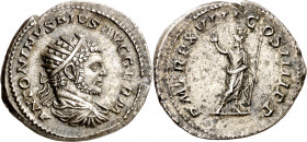 (215 d.C.). Caracalla. Antoniniano. (Spink. 6772 var) (S. 295a) (RIC. 263e). 5,37 g. MBC+.