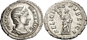 (228 d.C.). Julia Mamaea. Denario. (Spink 8209) (S. 17) (RIC. 335). 2,92 g. MBC+.