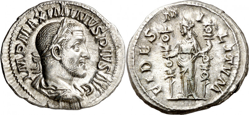 (235-236 d.C.). Maximino I. Denario. (Spink 8307 var) (S. 7a) (RIC. 7A). 3,46 g....