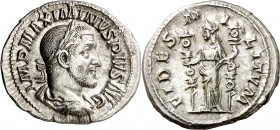 (235-236 d.C.). Maximino I. Denario. (Spink 8307 var) (S. 7a) (RIC. 7A). 3,46 g. EBC-.