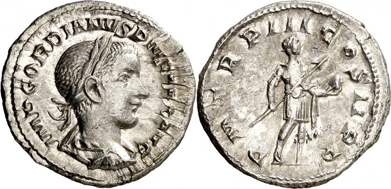 (241 d.C.). Gordiano III. Denario. (Spink 8680) (S. 243) (RIC. 115). 2,76 g. EBC...