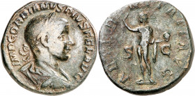(241-243 d.C.). Gordiano III. Sestercio. (Spink 8702) (Co. 43) (RIC. 297a). 19,63 g. MBC/MBC-.