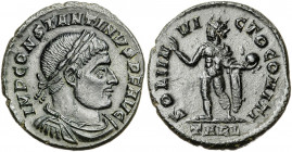 (313-315 d.C.). Constantino I. Arelate. Follis. (Spink 16073) (Co. 536) (RIC. 40). 3,51 g. EBC-.