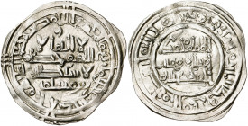 Califato. AH 400. Mohamad II. Al Andalus. Dirhem. (V. 688) (Fro. 172). Ex Áureo 08/05/2001, nº 4453. 2,33 g. MBC+.