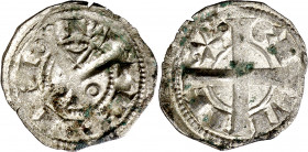 Alfons I (1162-1196). Barcelona. Diner. (Cru.V.S.296 var) (Cru.C.G. 2100c). Manchitas. Brillo original. Rara variante. 0,78 g. EBC-.