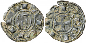 Jaume I (1213-1276). Barcelona. Diner de doblenc. (Cru.V.S. 304) (Cru.C.G. 2118). Cospel faltado. Pátina oscura. Escasa. 1 g. (MBC-).