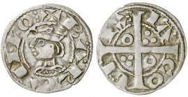 Jaume I (1213-1276). Barcelona. Diner de tern. (Cru.V.S. 310.1) (Cru.C.G. 2120c). Ex Áureo 22/09/1997, nº 444. 0,80 g. MBC.