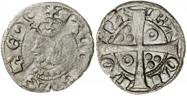 Jaume II (1291-1327). Barcelona. Diner. (Cru.V.S. 346.1) (Cru.C.G. 2161a). A y U latinas. Ex Áureo 20/09/2001, nº 735. 0,81 g. MBC-/MBC.