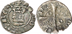 Jaume II (1291-1327). Barcelona. Òbol. (Cru.V.S. 349) (Cru.C.G. 2167). A y U latinas. Cospel irregular. 0,38 g. MBC/MBC-.