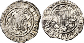 Frederic IV de Sicília (1355-1377). Sicília. Pirral. (Cru.V.S. 631 sim) (Cru.C.G. 2612 sim) (MIR. 194/17). Cospel ligeramente irregular. Manchitas en ...