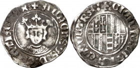 Alfons IV (1416-1458). Nàpols. Ral. (Cru.V.S. 895) (Cru.C.G. 2939a) (MIR. 57). Ligeramente alabeada. Oxidaciones. 2,70 g. MBC-.