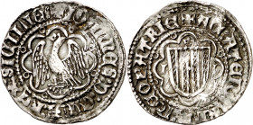 Joan II (1458-1479). Sicília. Pirral. (Cru.V.S. 972) (Cru.C.G. 3011) (MIR. 230/1). Golpecitos. Ex Áureo 17/10/2001, nº 540. 2,58 g. MBC.