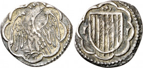 Joan II (1458-1479). Sicília. Pirral. (Cru.V.S. 972) (Cru.C.G. 3011) (MIR. 230/1). Recortada. 0,88 g. MBC.