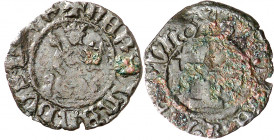 Ferran I de Nàpols (1458-1494). Nàpols. Grano. (Cru.V.S. 1061 var) (Cru.C.G. 3496 var) (MIR. 80 var). Concreciones. 0,54 g. MBC-/BC+.