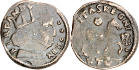 Ferran I de Nàpols (1458-1494). Àquila. Cavall. (Cru.V.S. 1081) (Cru.C.G. 3490) (MIR. 95). 1,80 g. MBC-.