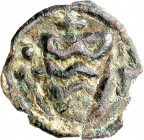 Anglesola. Pugesa incusa. (Cru.L. falta) (Cru.C.G. 3627). Grieta que atraviesa la moneda. Rara. 0,65 g. (MBC-).