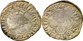 Enrique II (1368-1379). Sevilla. Medio real de vellón de busto. (AB. 447). Acuñación floja en parte. 1,41 g. (MBC-).