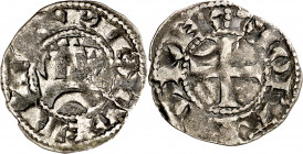 Teobaldo II (1253-1270). Navarra. Dinero. (Cru.V.S. 228). Leve grieta. 0,91 g. MBC.
