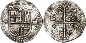 s/d (antes de 1588). Felipe II. Sevilla. . 4 reales. (AC. 576). Flor de lis entre escudo y corona. 13,48 g. MBC.