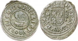 1662. Felipe IV. M (Madrid). Y. 8 maravedís. (AC. 363). Algo decentrada. 1,79 g. MBC.