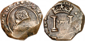 1660. Felipe IV. Sevilla. 8 maravedís. (AC. 402, como prueba). Acuñada a martillo. Defecto de acuñación. Rara. 9,02 g. (MBC).