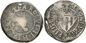 s/d. Carlos II. Eivissa. Cinquena. (AC. 7) (Cru.C.G. 3714, mismo ejemplar). Estas monedas sin fecha son las únicas que pertenecen a este reinado. Perf...