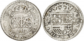 1709. Carlos III, Pretendiente. Barcelona. 2 reales. (AC. 30). 5,69 g. BC+/MBC-.