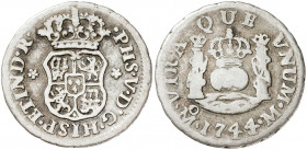 1744. Felipe V. México. M. 1/2 real. (AC. 269). Columnario. 1,58 g. BC+/BC.