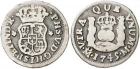 1745. Felipe V. México. M. 1/2 real. (AC. 270). Columnario. 1,46 g. BC.