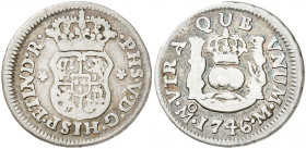 1746. Felipe V. México. M. 1/2 real. (AC. 273). Columnario. 1,57 g. BC+.