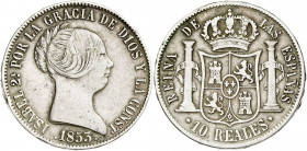 1853. Isabel II. Madrid. 10 reales. (AC. 528). 12,74 g. MBC-.