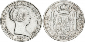 1854. Isabel II. Madrid. 10 reales. (AC. 530). 12,79 g. MBC/MBC-.