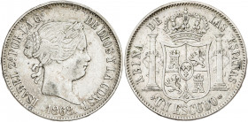 1868*1868. Isabel II. Madrid. 1 escudo. (AC. 567). 12,90 g. MBC-.
