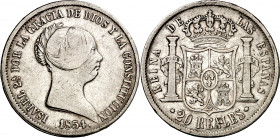 1854. Isabel II. Sevilla. 20 reales. (AC. 629). 25,83 g. MBC.