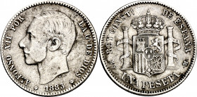 1883*1883. Alfonso XII. MSM. 1 peseta. (AC. 21). 4,85 g. MBC-/MBC.
