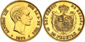 1879*1879. Alfonso XII. EMM. 25 pesetas. (AC. 74). 8,06 g. MBC+.