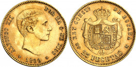 1880*1880. Alfonso XII. MSM. 25 pesetas. (AC. 79). 8,03 g. MBC+.
