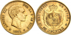 1880*1880. Alfonso XII. MSM. 25 pesetas. (AC. 79). 8,05 g. MBC+.