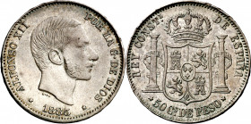 1885. Alfonso XII. Manila. 50 centavos. (AC. 124). Bella. 13 g. EBC.