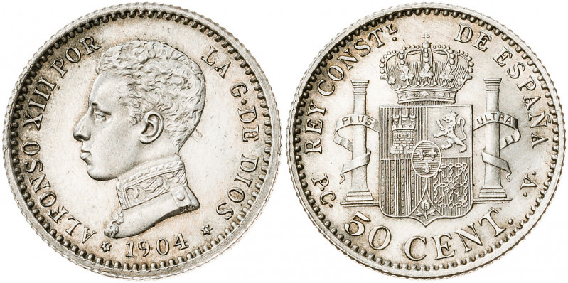 1904*10. Alfonso XIII. PCV. 50 céntimos. (AC. 47). Rayitas. 2,51 g. EBC+.
