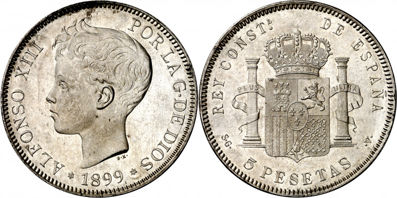 1899*1899. Alfonso XIII. SGV. 5 pesetas. (AC. 110). Brillo original. 24,99 g. EB...