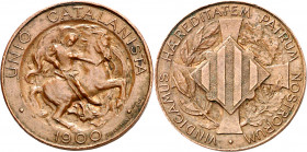 1900. Unió Catalanista. Barcelona. Vallmitjana. 5 céntimos. (AC. 132). Golpecitos. 5,07 g. EBC-.