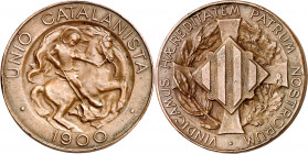 1900. Unió Catalanista. Barcelona. Vallmitjana. 10 céntimos. (AC. 133). Golpecitos en canto. 10,30 g. MBC+.