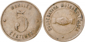 Manlleu. Cooperativa Mutua Católica. 5 céntimos. (AL. 2956). 4,32 g. MBC-.