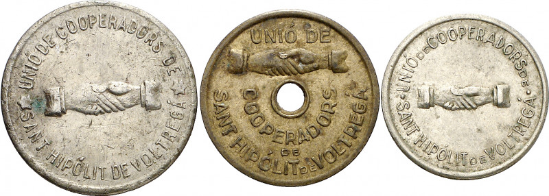 Sant Hipòlit de Voltregà. Unió de Cooperadors. 25 céntimos, 1 y 5 pesetas. (AL. ...