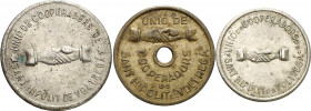 Sant Hipòlit de Voltregà. Unió de Cooperadors. 25 céntimos, 1 y 5 pesetas. (AL. 2997 a 2999). 3 monedas. BC+/MBC.