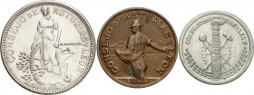 Asturias y León. 50 céntimos, 1 y 2 pesetas. (AC. 8 a 10). 3 monedas, serie completa. MBC/EBC-.
